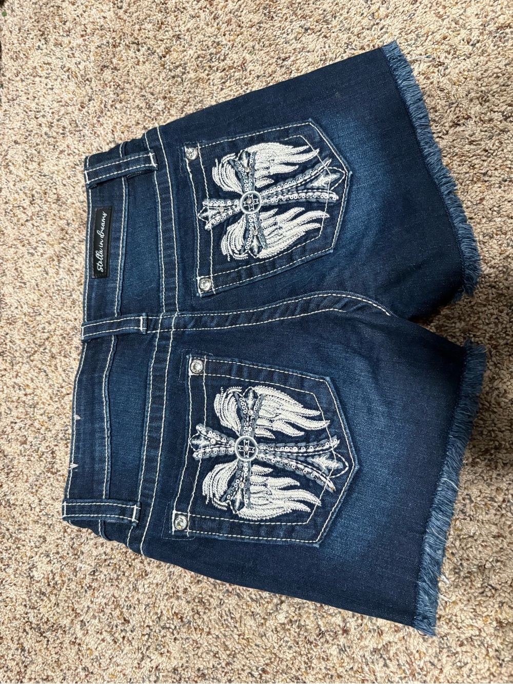 Embroidered Denim Shorts